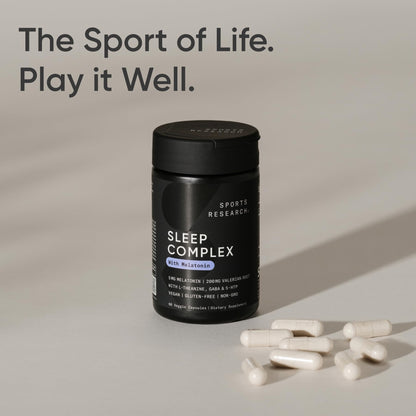 Sports Research® Sleep Complex- Melatonin-Free Vegan Capsules - with Valerian Root, GABA, L-Theanine, Magnesium & 5-HTP - 30 Servings