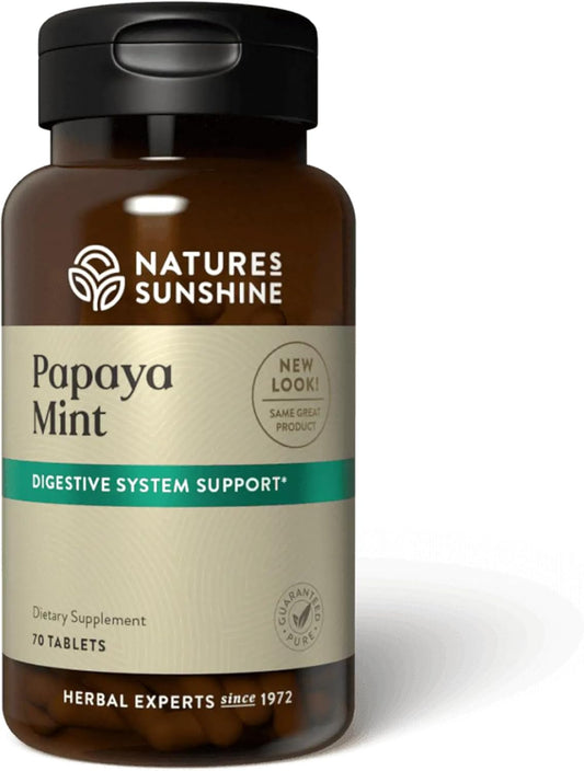 Nature's Sunshine Papaya Mint Chewable Tablets | Digestive Enzyme Supplement with Papain & Peppermint | Supports Digestion & Fresh Breath | 70 Ct