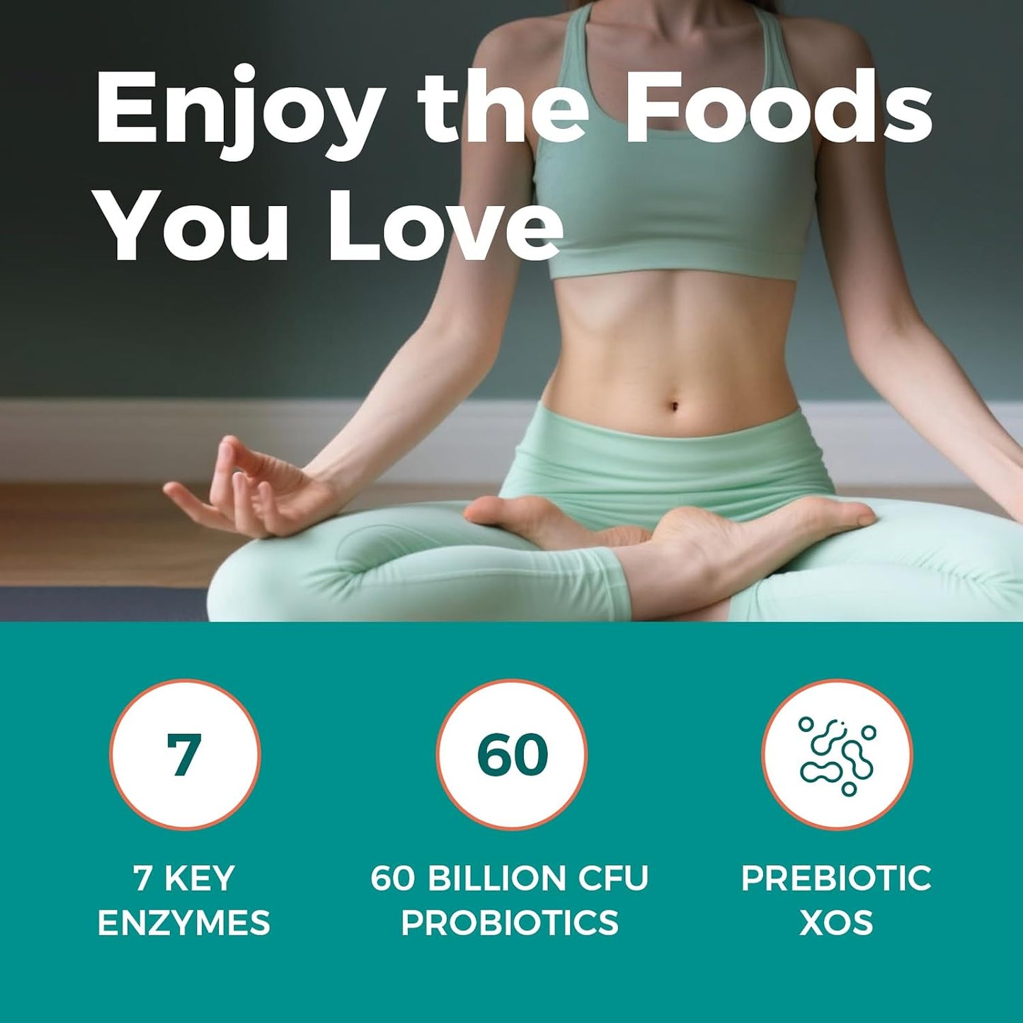 NewRhythm Digestive Enzymes 490 mg, with Probiotics & Prebiotic, Plant Based, 7 Key Enzymes, Digestion, Nutrient Absorption, Protease Amylase & Lipase, 120 Vegan Capsules