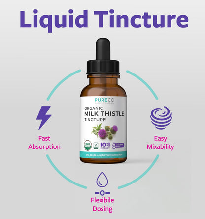 USDA Organic Milk Thistle Capsules - 80% Silymarin Supplement for Liver Support- Super Concentrated 300mg of 30:1 Milk Thistle Extract Equivalent to 9,000mg - Milk Thistle Liver Detox 60 Day Supply