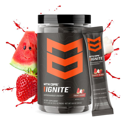 MTN OPS Ignite Energy Powder, Zero Sugar, Tiger's Blood
