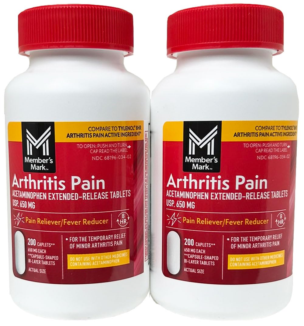 Compare to Tylenol Arthritis Pain Active Ingredient. - Member's Mark - Arthritis Pain Reliever, Extended Release, Acetaminophen 650 mg, 400 CapletsQ
