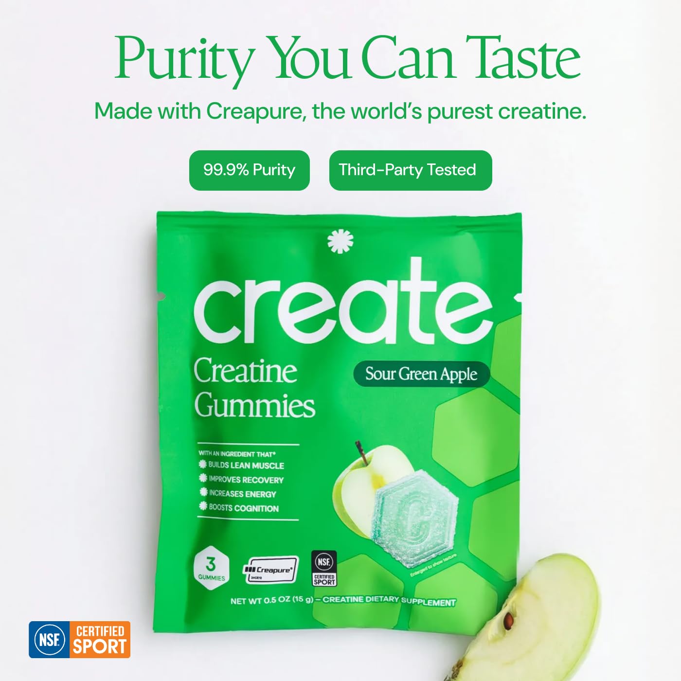Create Creatine Gummies – Single-Serve Packs – 30ct – Variety Pack | NSF Certified for Sport – Made with Creatine Monohydrate, Vegan & Gluten-Free, Anti-Melting Formula, 3 Gummies per Pack