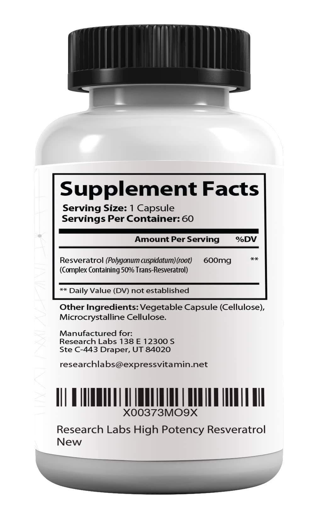 Research Labs 2X Potency Micronized Resveratrol Supplement 2 Fer 1 Ad - 1200mg Per 2 Capsules, 120 Total - Potent Antioxidants Supplement, Trans Resveratrol for Heart Health