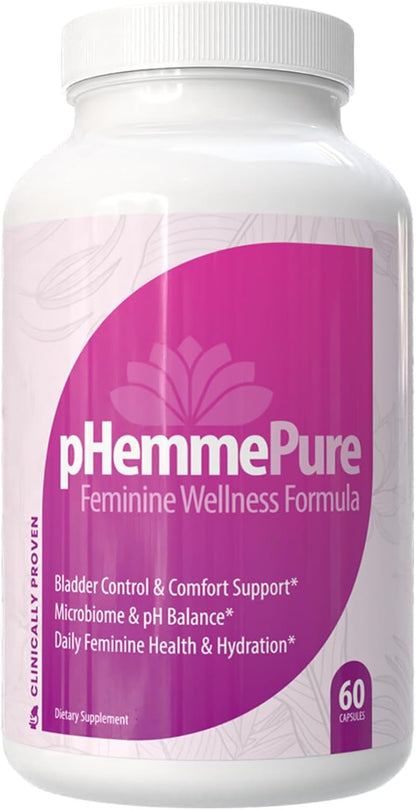 pHemmePure Advanced Feminine Balance Formula with D-Mannose Cranberry Extract Hibiscus & Dandelion - Daily Urinary Tract Support for Women - Promotes Healthy Vaginal pH & Bladder Comfort - 60 Capsules