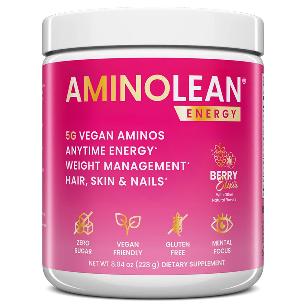 AminoLean Pre Workout Powder & Natural Amino Energy with Vegan BCAA + EAA | Jitter-Free Preworkout Energy from Green Tea + Amino Acids & Weight Management for Women & Men - Vegan, Zero Sugar, No Crash