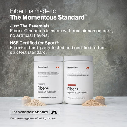 Momentous Fiber+ - Daily Multi-Source Fiber Psyllium Husk Powder - Soluble & Insoluble Prebiotic Blend to Support Nutrient Absorption - NSF Certified for Sport - 30 Servings - Unflavored