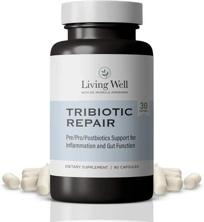 Living Well Dr. Michelle Tribiotic Repair Probiotic Prebiotic Supplement