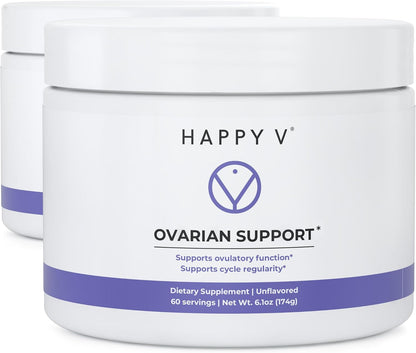 Happy V Ovarian Support for Women with Myo-Inositol & D-Chiro-Inositol 40:1| Ratio, DIM, CoQ10 & Folate | Hormone Balance, Cycle Regularity, Egg Quality & PCOS Support