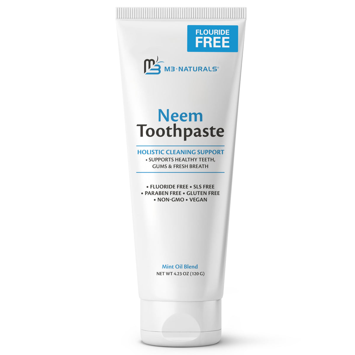 Fluoride-Free Neem Toothpaste w/Mint for Adults & Kids Pack of 3 by M3