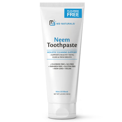 Fluoride-Free Neem Toothpaste w/Mint for Adults & Kids Pack of 3 by M3
