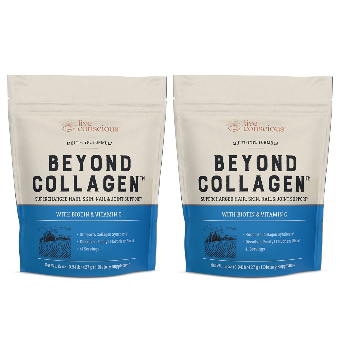 Live Conscious Collagen Peptides Powder - Naturally-Sourced Hydrolyzed Collagen Powder - Hair, Skin, Nail, and Joint Support - Type I & III Grass-Fed Collagen Supplements for Women and Men - 16oz