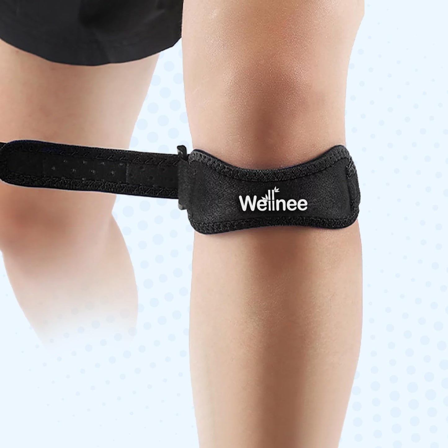 Wellnee Patella Knee Strap – Adjustable Knee Brace for Support, Running, Basketball, Volleyball, Tennis, Hiking, and more – One Size Fits Most - Wellknee Knee support for Women & Men (1 Pack)