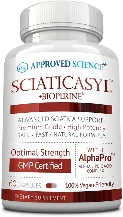 Approved Science Sciaticasyl - Optimal Sciatic Nerve Support - B Vitamins, Magnesium, Alpha-Lipoic Acid, BioPerine - Vegan - 60 Capsules