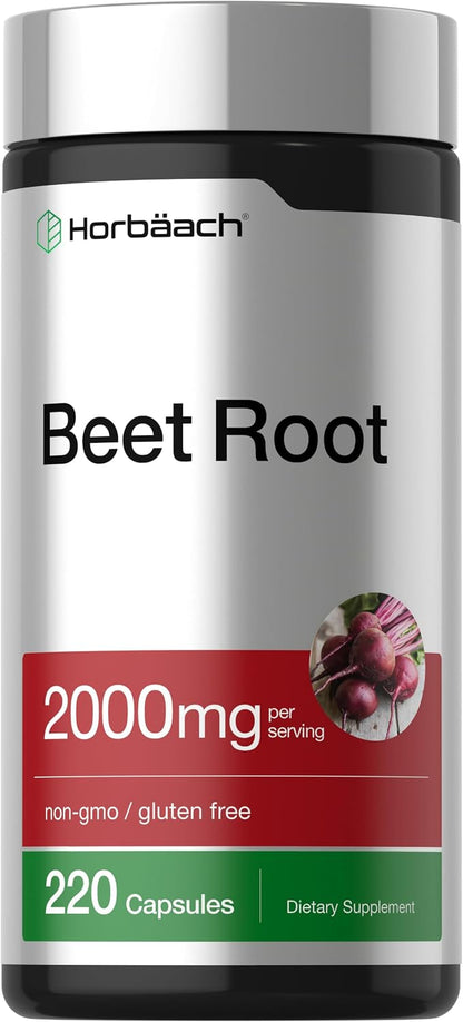 Horbäach Beet Root Powder Capsules | 220 Pills | Herbal Extract | Non-GMO, Gluten Free Supplement