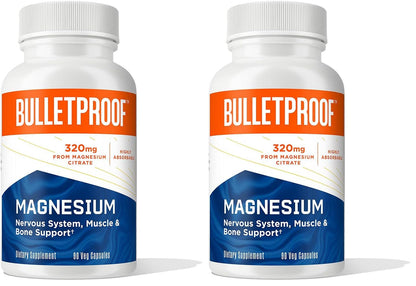 Bulletproof Magnesium Capsules, 90 Count, Supplement for Nervous System, Muscle and Bone Support