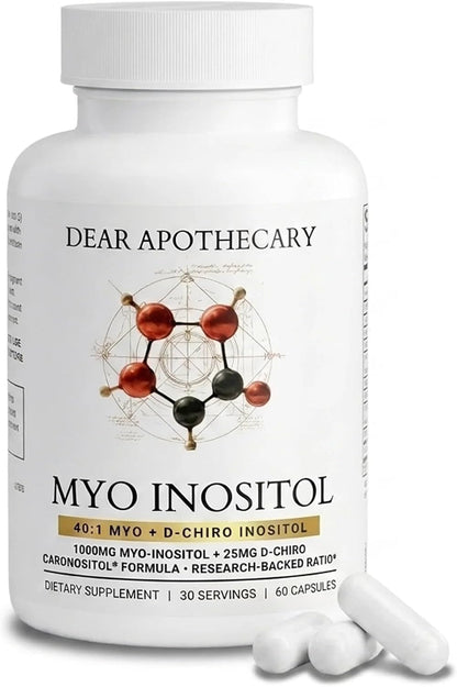 Myo Inositol D-Chiro 40:1 Ratio Capsules 1000mg + 25mg, 60 Count