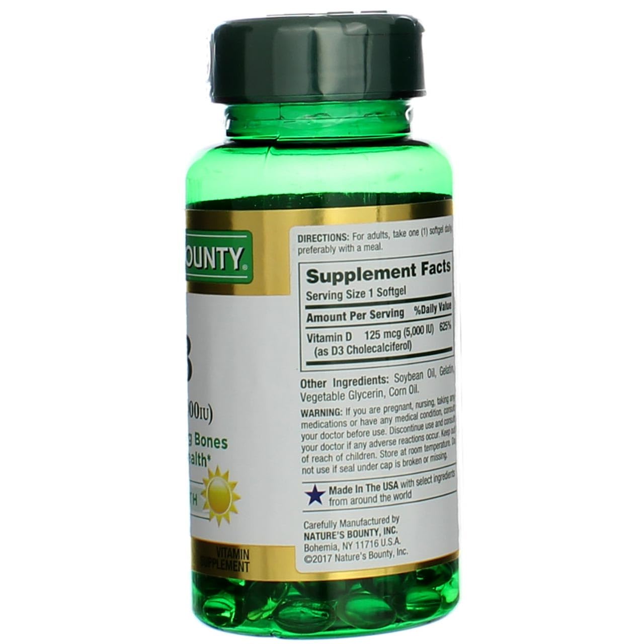 Nature's Bounty Immune Health Vitamin D3 5000 iu, Rapid Release 400 Softgels