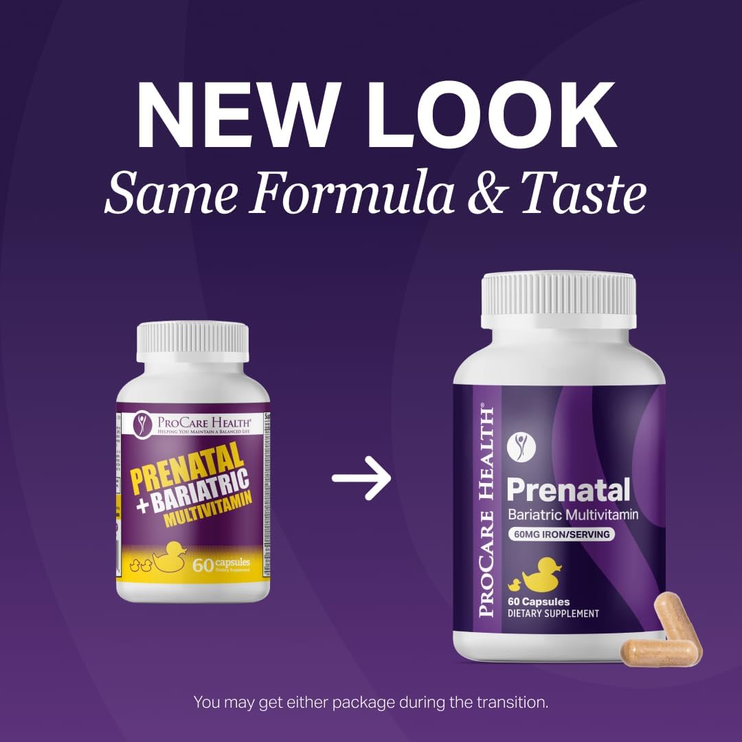Prenatal Bariatric Multivitamin with Iron | Capsule | 60ct | Bariatric Vitamins for Gastric Bypass & Gastric Sleeve (1 Month Supply) - 60 Easy-to-Swallow Capsules for Women - Made in USA