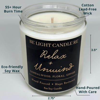 Stress Relief Candle | Purpose-Driven Soy Candles | Scented Candle for Home | 8oz Long Lasting Candle