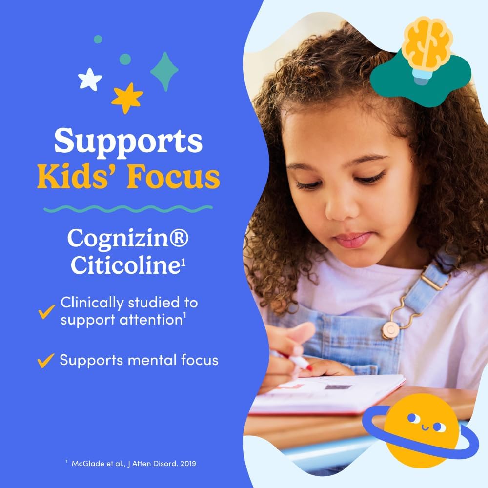 FIRST DAY Kids Calming Gummies (Strawberry) & Brain Focus Gummies (Peach) for Rest & Attention | Mood & Energy | No Melatonin | Stimulant-Free | Clean Label Project Verified® | Vegan | 30-Day Supply