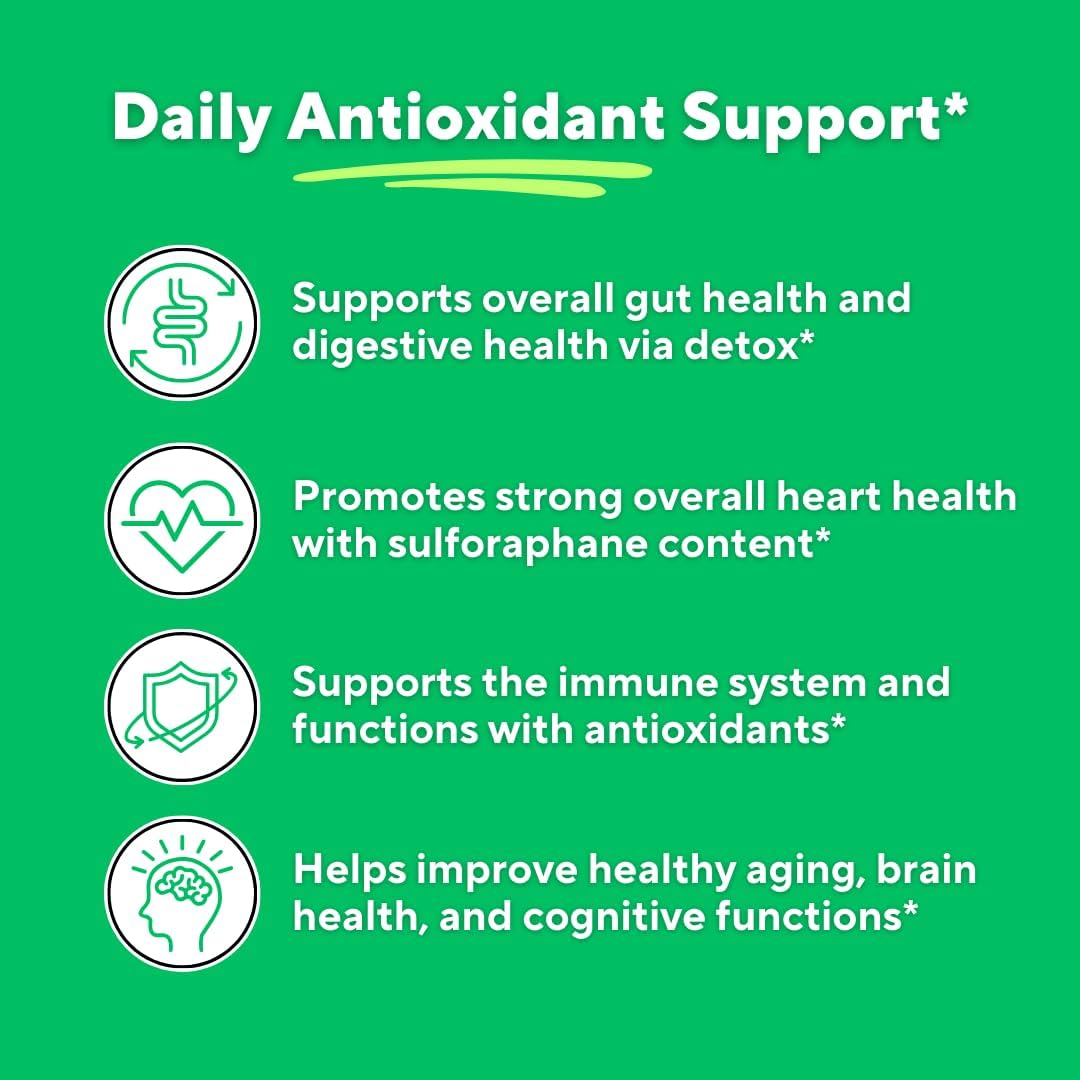 Vitapia Organic Broccoli Sprout Powder for Sulforaphane, Antioxidant, Brain, Skin, Heart Health Support - 100g Powder Supplement & 33 Day Supply - Non-GMO, Gluten-Free, Vegan-Friendly