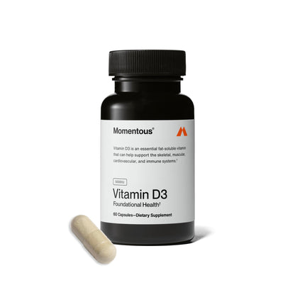 Momentous Vitamin D3 Supplement - 5,000 IU Capsules for Foundational Health Support - NSF Certified for Sport - Gluten Free - 60 Servings