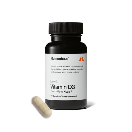Momentous Vitamin D3 Supplement - 5,000 IU Capsules for Foundational Health Support - NSF Certified for Sport - Gluten Free - 60 Servings