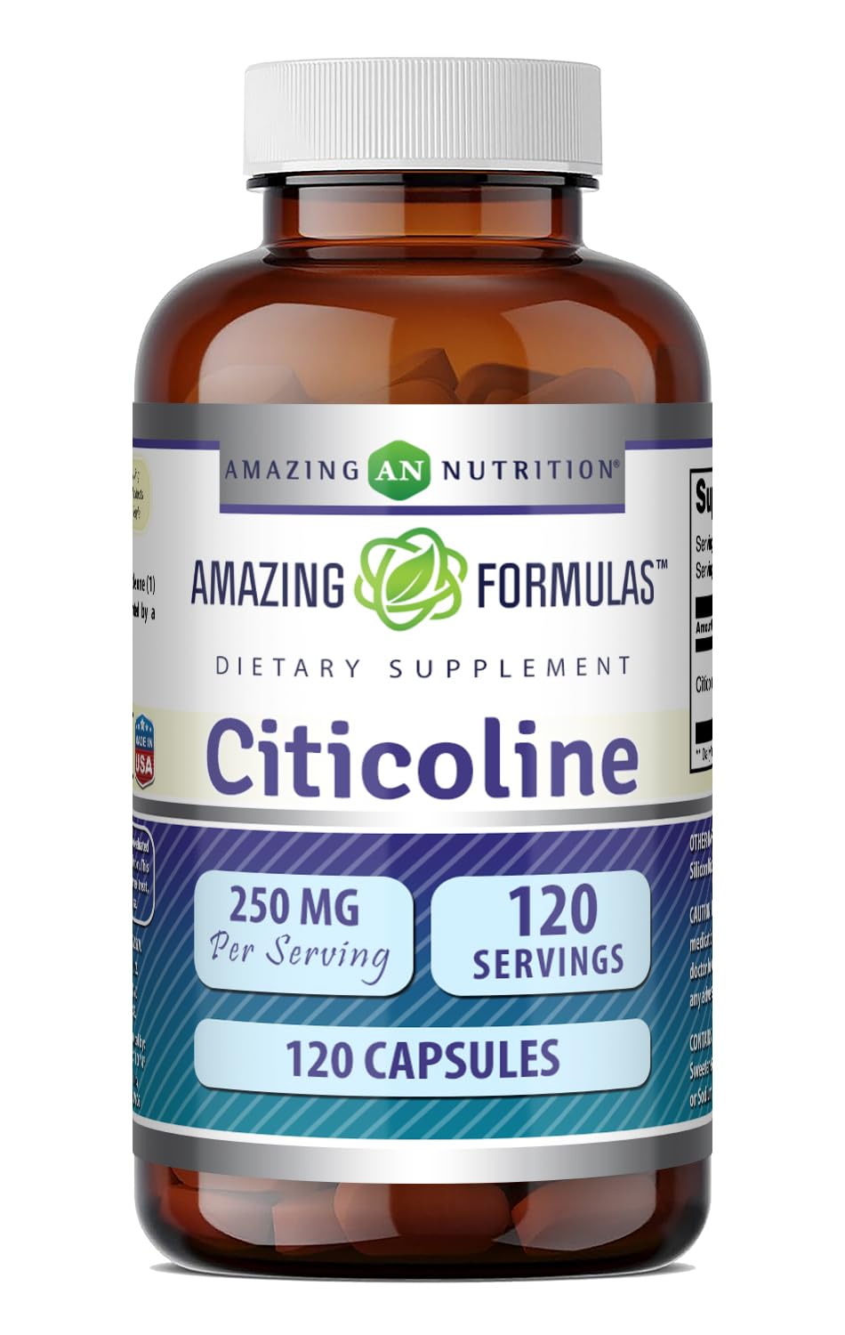 Amazing Formulas Citicoline 250 mg | Capsules Supplement | Non-GMO | Gluten Free | Made in USA (60 Count)