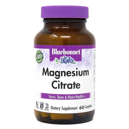 Bluebonnet Nutrition Magnesium Citrate, 400mg of Magnesium, Maximum Absorption, Supports Immune Health & Energy Production*, Soyfree, Gluten-Free, Non-GMO, Kosher, Dairy Free, Vegan, 120 Caplets