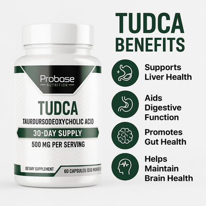 Probase Nutrition TUDCA – Premium Liver Support, Cleanse, Detox and Repair Supplement – 500mg Per Serving – 60 Capsules – High Purity Bile Salt Formula – Vegan, Non-GMO