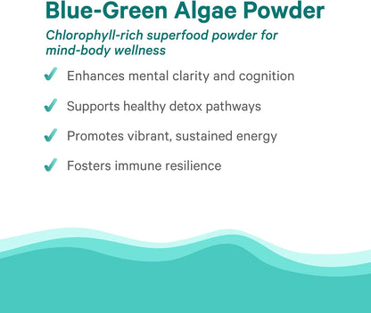 PURE SYNERGY Blue-Green Algae Powder | Superfood Powder with Chlorophyll | Organic AFA Blue Green Algae Supplement | Supports Energy, Mental Clarity, and Detoxification (3.2 oz.)