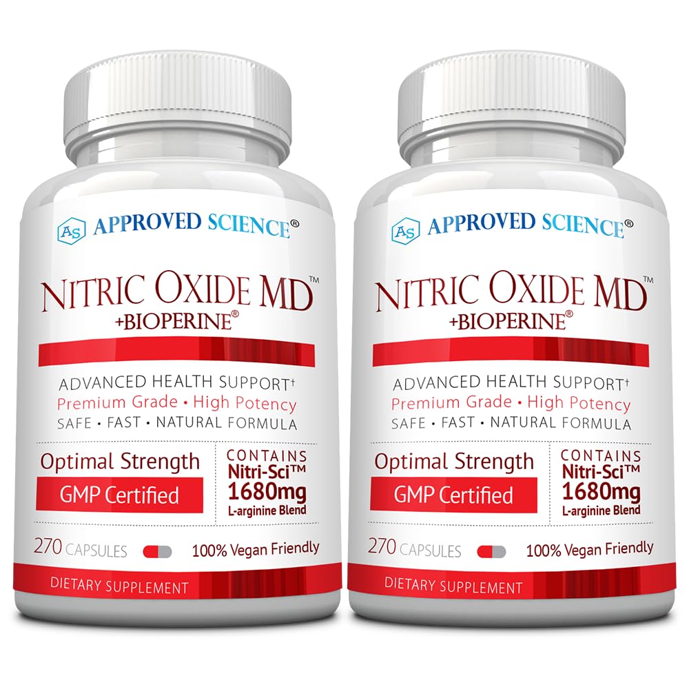Approved Science Nitric Oxide MD - Muscle Development, Lean Body Mass, Improve Oxygen Supply, Boost Energy - 90 Capsules - 1 Bottle