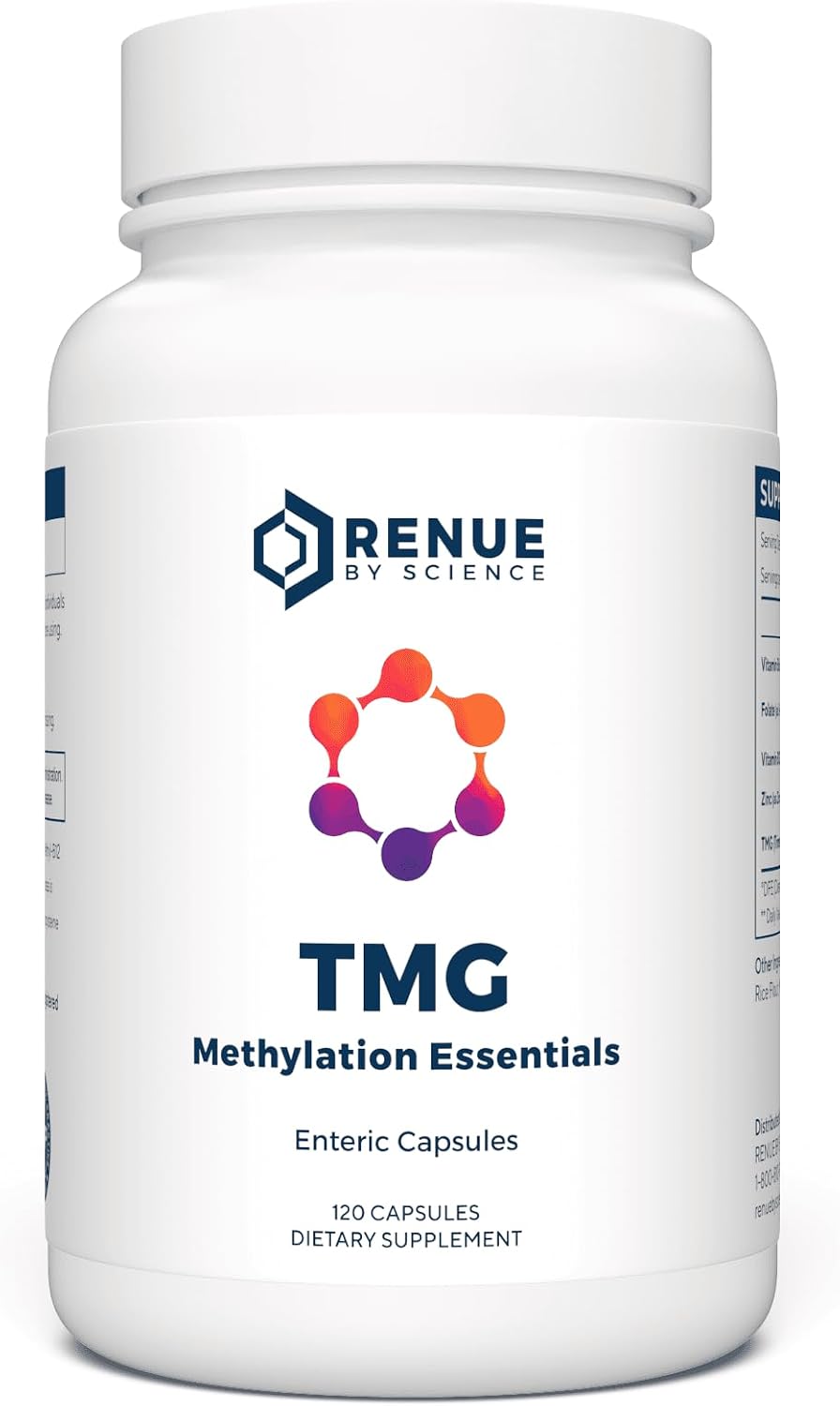 Renue By Science TMG | High Strength TMG Supplements | 120 Trimethylglycine Capsules - 900mg TMG per Serving with Vitamin B12 Vitamin B6 Folate & Zinc | Made in the USA & Third-Party Tested