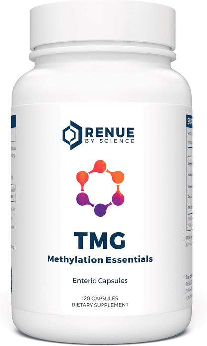 Renue By Science TMG | High Strength TMG Supplements | 120 Trimethylglycine Capsules - 900mg TMG per Serving with Vitamin B12 Vitamin B6 Folate & Zinc | Made in the USA & Third-Party Tested
