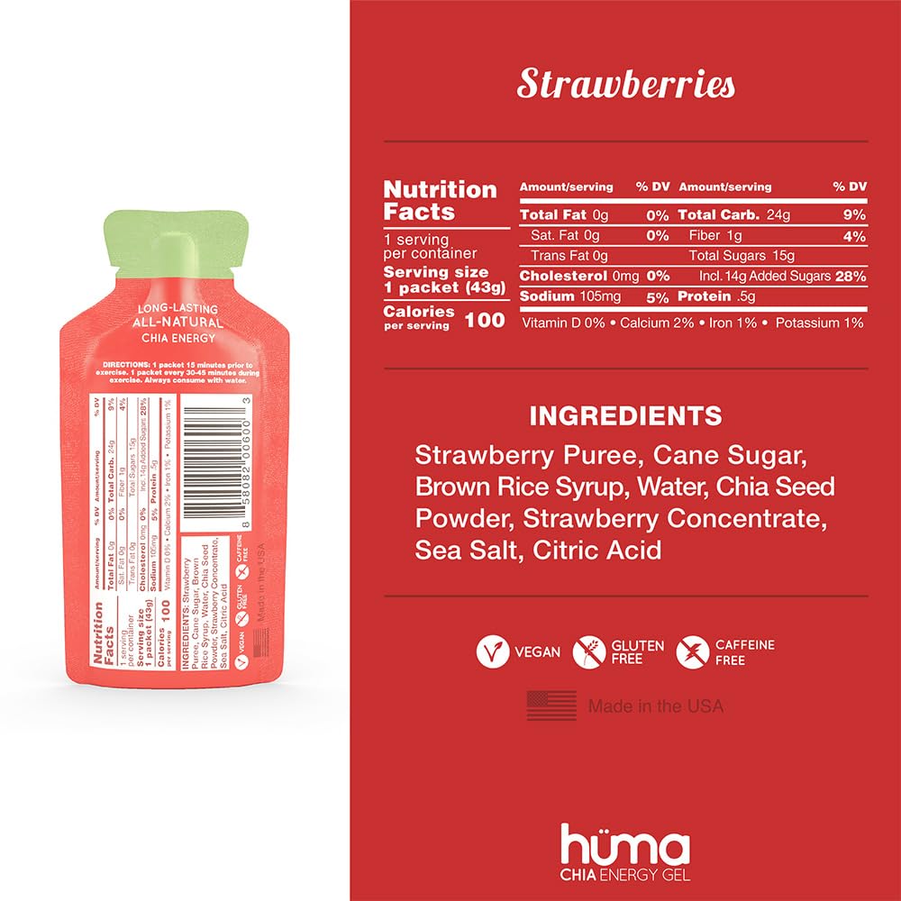 Huma Chia Energy Gel, Variety, 12 Gels