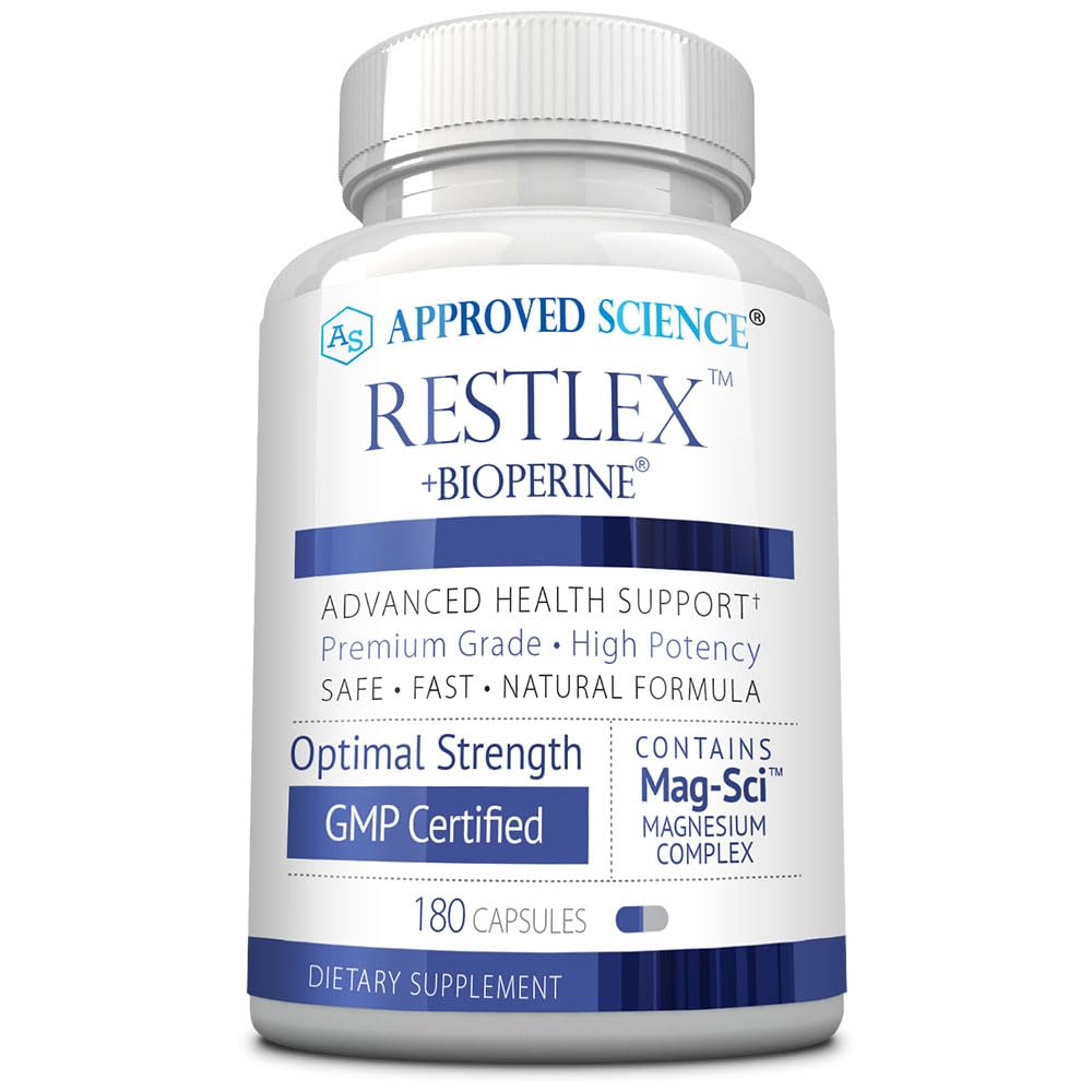 Approved Science Restlex for Restless Legs – Magnesium Glycinate for Calm Legs and Restful Legs – Natural Itching, Crawling, and Tingling in Feet and Legs - Calm, Restful Sleep Support - 1 Month