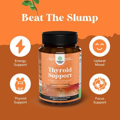 Natures Craft Herbal Thyroid Support Complex - Potent Kelp Iodine Supplement with L Tyrosine, Bladderwrack, Selenium & Ashwagandha for Hormone Balance - Mood & Energy Dietary Pills - 60 Count