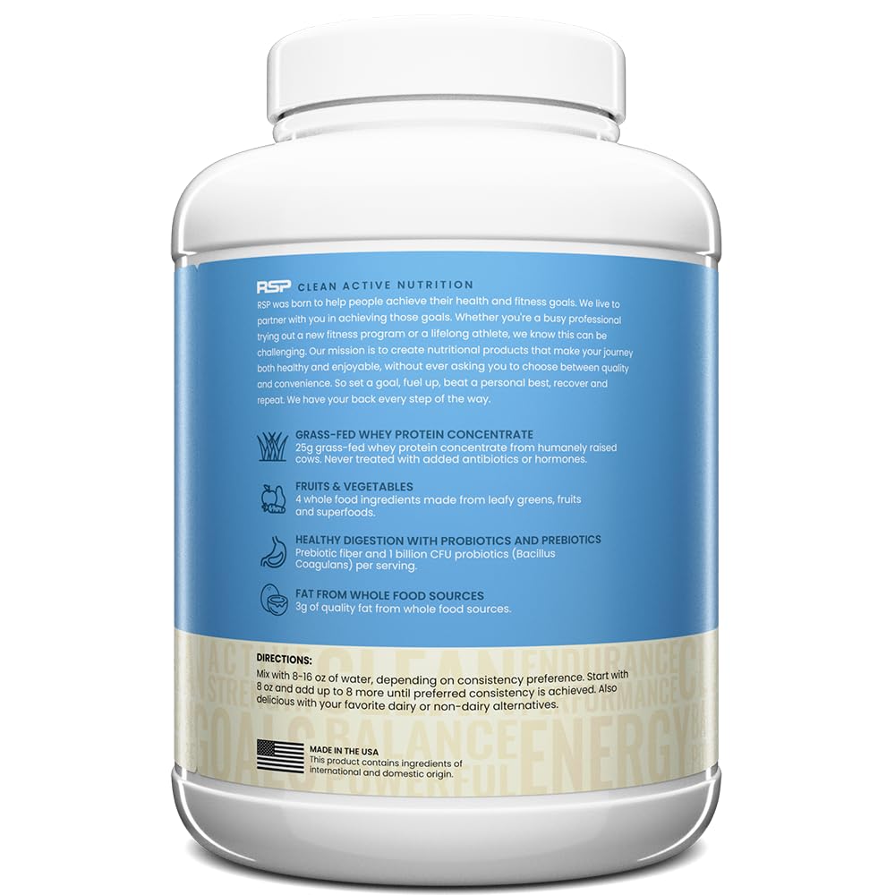 TrueFit Grass-Fed Whey Protein Powder + Fiber & Probiotics, Vanilla Shake | 25g Gut Healthy Protein with Fiber, Probiotics & Non-GMO Superfoods for Complete Meal Replacement Shake with Nothing Fake