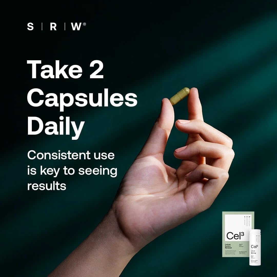 SRW Laboratories Cel³ Renewal | Supports Youthful Cell Function and Renewal, Eliminates Cellular Waste and Supports Healthy Aging | 60 Capsules