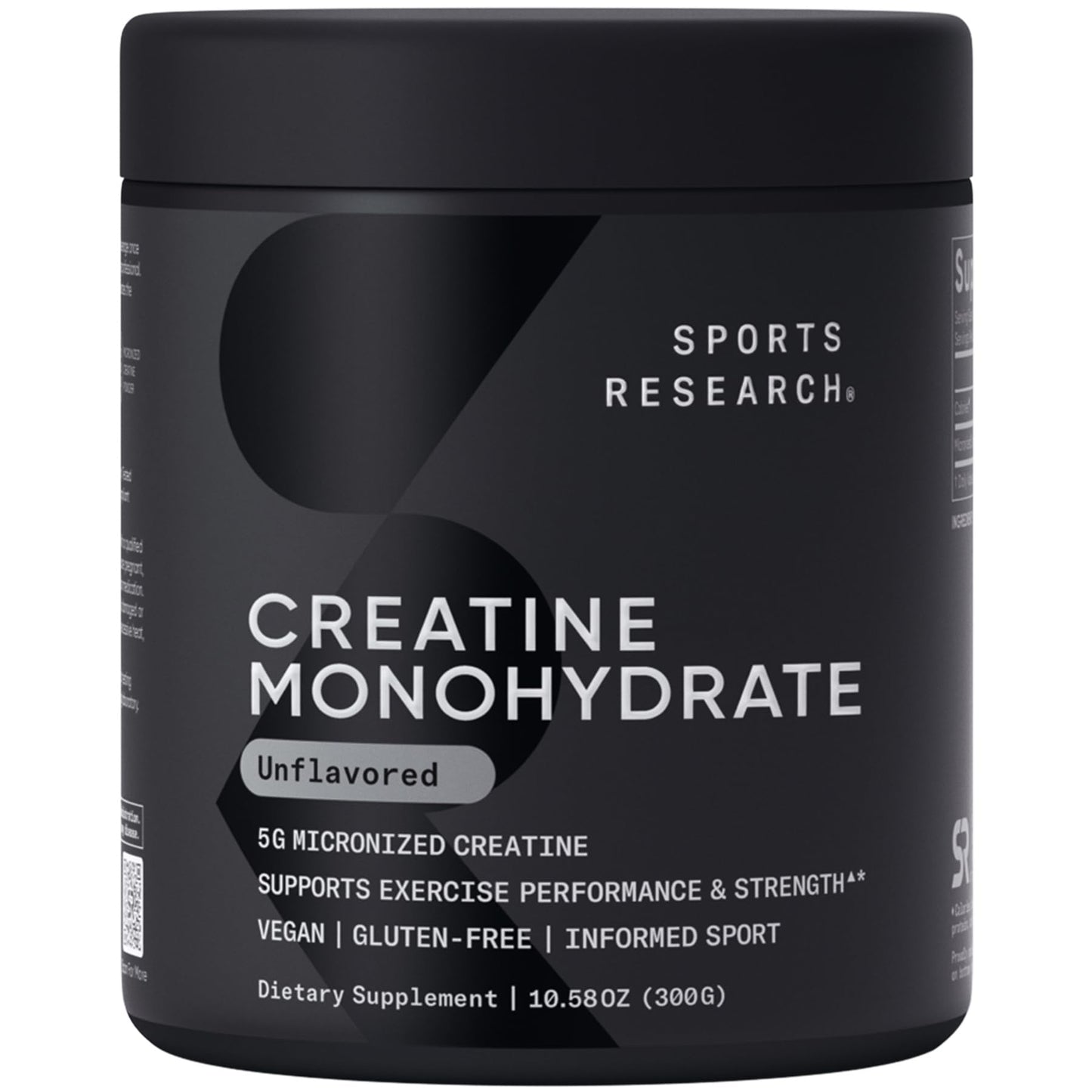 Sports Research Creatine Monohydrate - Gain Lean Muscle, Improve Performance and Strength and Support Workout Recovery* - 5 g Micronized Creatine - 17.64 oz
