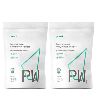 Puori Whey Protein Powder - Bourbon Vanilla - PW1 Pasture Raised, Grass-Fed & Non-GMO 