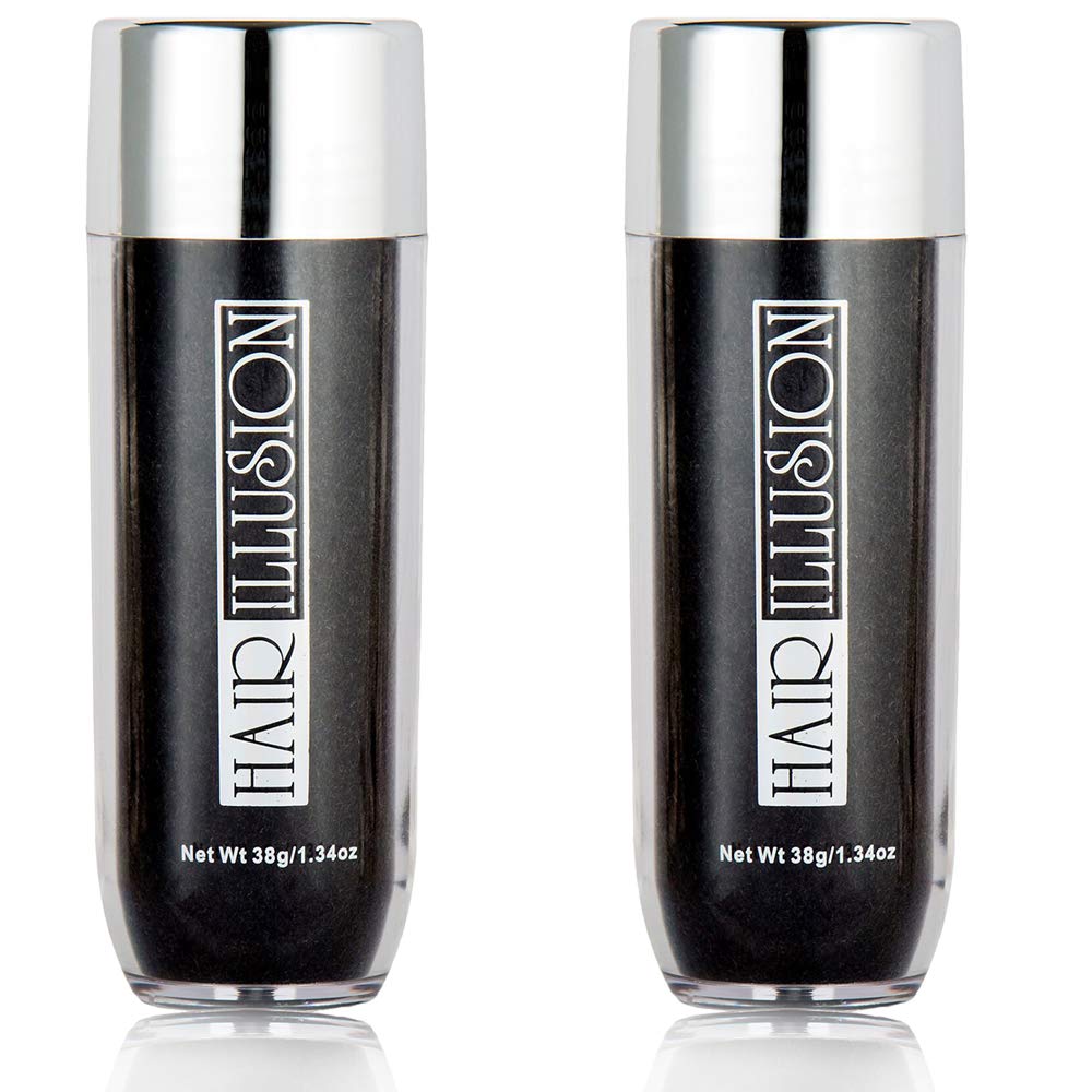Hair Illusion 100% Natural Human Hair Fibers Not Synthetic for Men and Women, Premium Hair Building Formulation, Large, 38 g Bottle, Jet Black