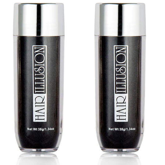 Hair Illusion 100% Natural Human Hair Fibers Not Synthetic for Men and Women, Premium Hair Building Formulation, Large, 38 g Bottle, Jet Black