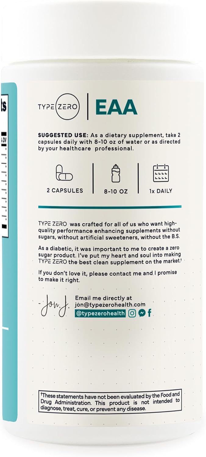 Type Zero Clean EAA (1,200mg) 180 Capsules, 90 Servings, GMO-Free