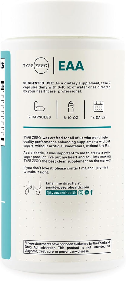 Type Zero Clean EAA (1,200mg) 180 Capsules, 90 Servings, GMO-Free
