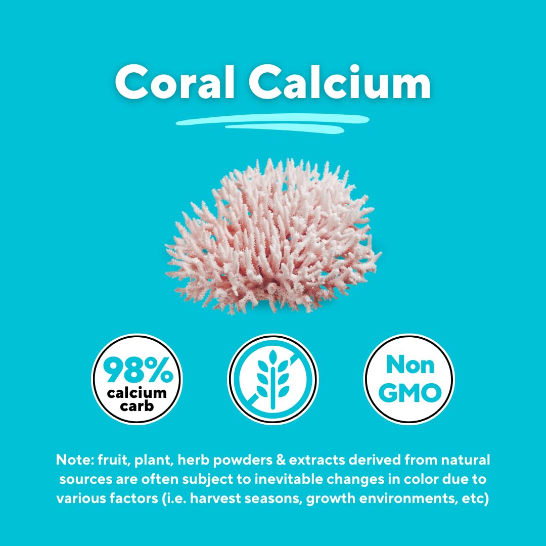 Vitapia Coral Calcium Powder 1000mg Capsules for Overall Health, Bone Health, PH Level Balance, Trace Minerals Support - 120 Veggie Capsules - Non-GMO & Gluten-Free Supplement