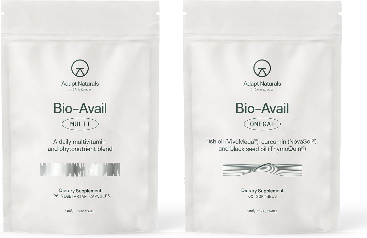 Adapt Naturals Daily Essentials Bundle – Bio-Avail Omega+ Fish Oil with Curcumin & Black Seed & Bio-Avail Multivitamin for Men & Women – 30-Day Supply