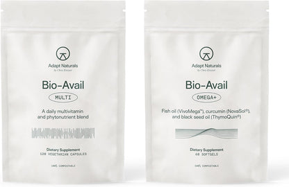Adapt Naturals Daily Essentials Bundle – Bio-Avail Omega+ Fish Oil with Curcumin & Black Seed & Bio-Avail Multivitamin for Men & Women – 30-Day Supply