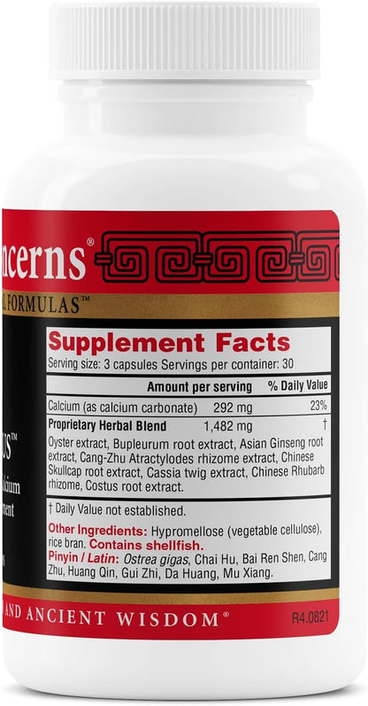 Health Concerns Ease Plus – Mood Balance, Stress Support, Liver & Digestive Harmony – Bupleurum & Calcium Herbal Supplement – Chinese Traditional Supplements – 90 Capsules